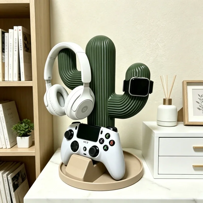 Multifunctional Cactus Desk Organizer Xbox Game Controller Bracket Headphone Stand Home Desktop Watch Storage Accessory