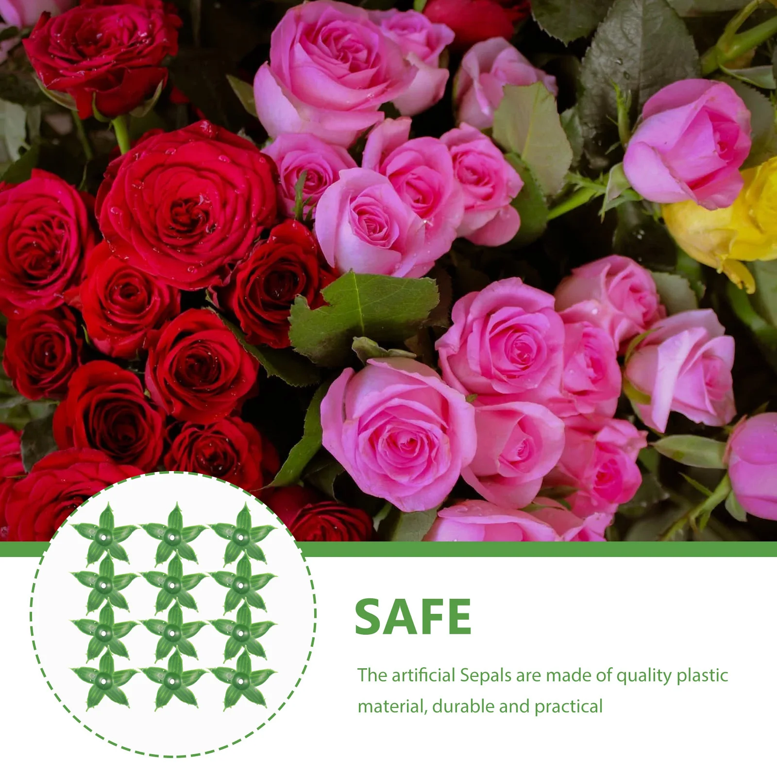 

120Pcs Artificial Plastic Flower Calyxes Sepals DIY Materials Soap Rose Flower Decoration Sepals DIY Materials