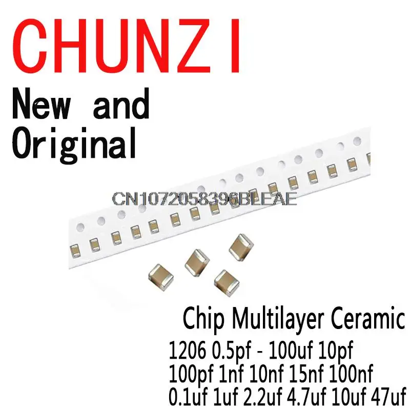 

100 шт. многослойный керамический конденсатор с чипом SMD 1206 0,5pf - 100uf 10pf 100pf 1nf 10nf 15nf 100nf 0.1uf 1uf 2.2uf 4.7uf 10uf 47uf