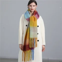 Autumn Winter Imitation Cashmere Plaid Scarf for Men Women Tassel Long Scarves Fashion Necklaces Shawl Intensification Warm Wrap