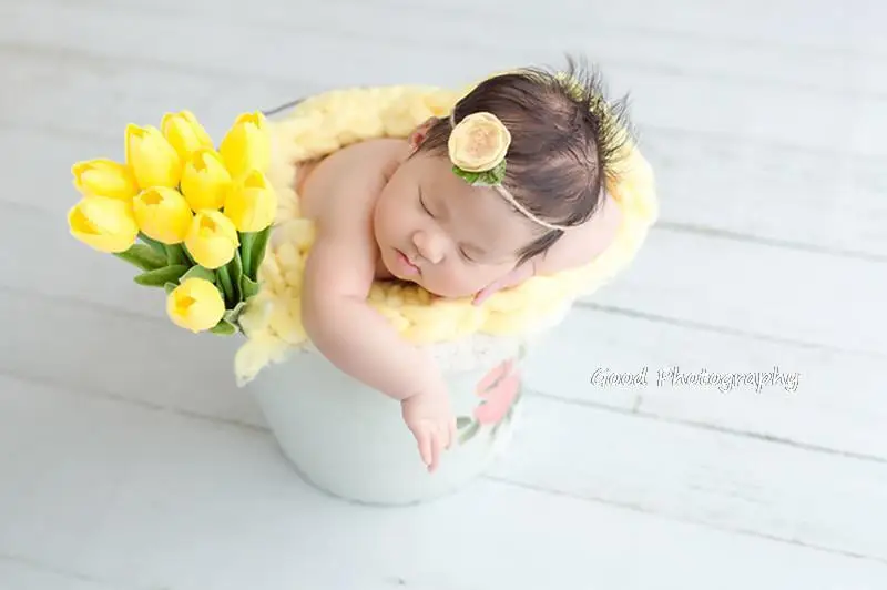 Newborn photography props simulation tulip fake flower studio baby, one-month baby, 100-day photo decoration