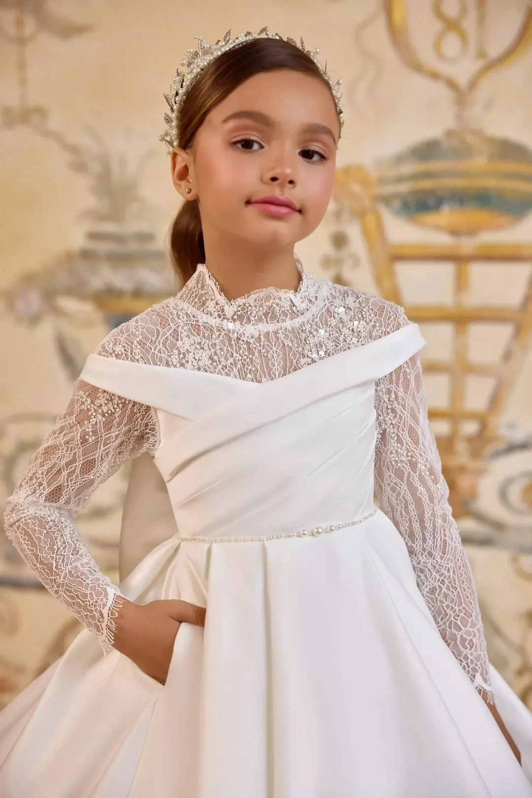 Flower Girl's Dresses One Shoulder for Wedding Luxury Beading Baby Girl Birthday Party Gowns Pageant Dress