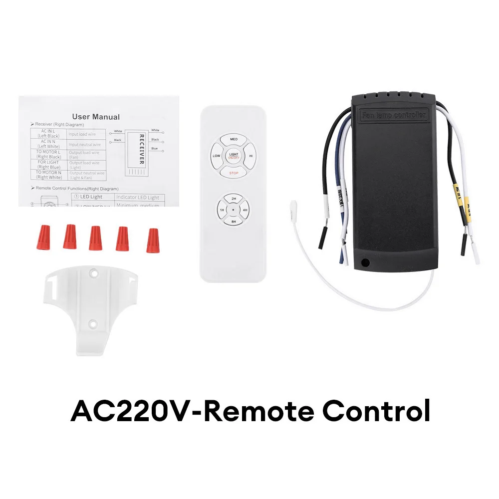 2 Channels Universal Ceiling Fan Lamp Remote Control AC 110-220 V Timing Control Switch Adjusted Wind Speed Transmitter Receiver