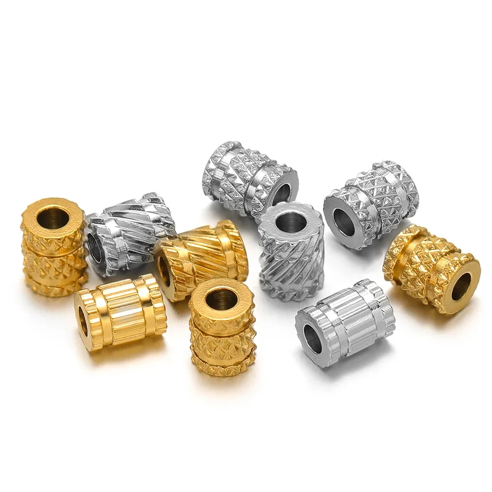 20pcs PVD Gold Stainless Steel Big Hole Beads Tube Loose Spacer Bead for DIY Bracelet Necklace Making Jewelry Findings Wholesale