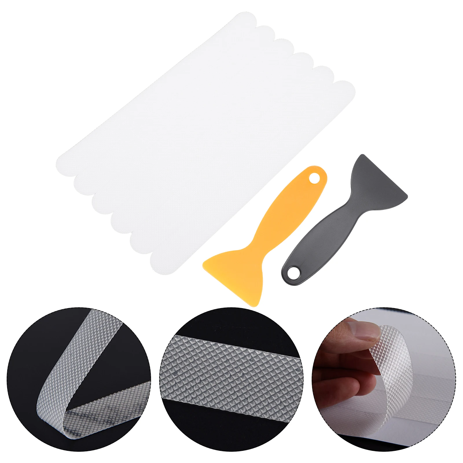 

6pcs Bathroom Anti slip Stickers 2x20cm Transparent PEVA Nonslip Tape for Bathtub Shower Stairs Yellow Black Scrapers Easy