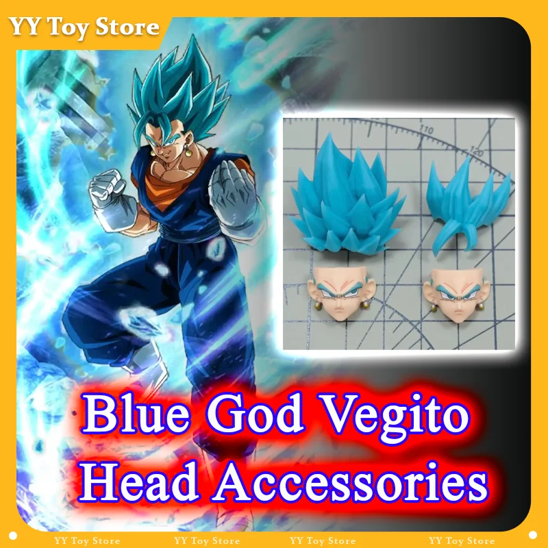 

NoNo Dragon Ball Z Shf Super Saiyan Anime Figure Model Blue God Vegito Head Accessories Action Model Parts Set Headsculpt Toys