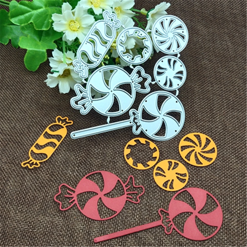 6Pcs Peppermint Metal cutting dies mold Round hole label tag Scrapbook paper craft knife mould blade punch stencils dies