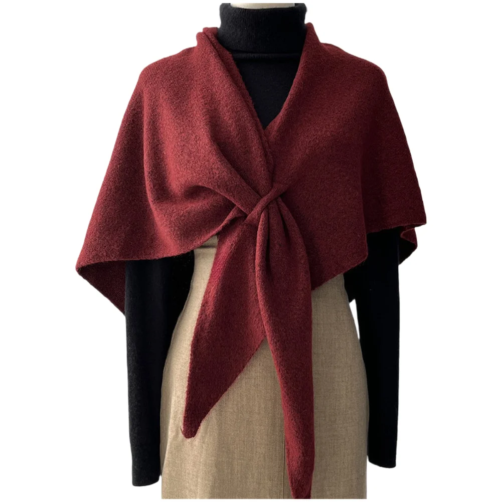 Warm Lightweight Knit Shawl for Women with Cross-Knot Detail Designed for Layering Over Dresses or Casual Outfits