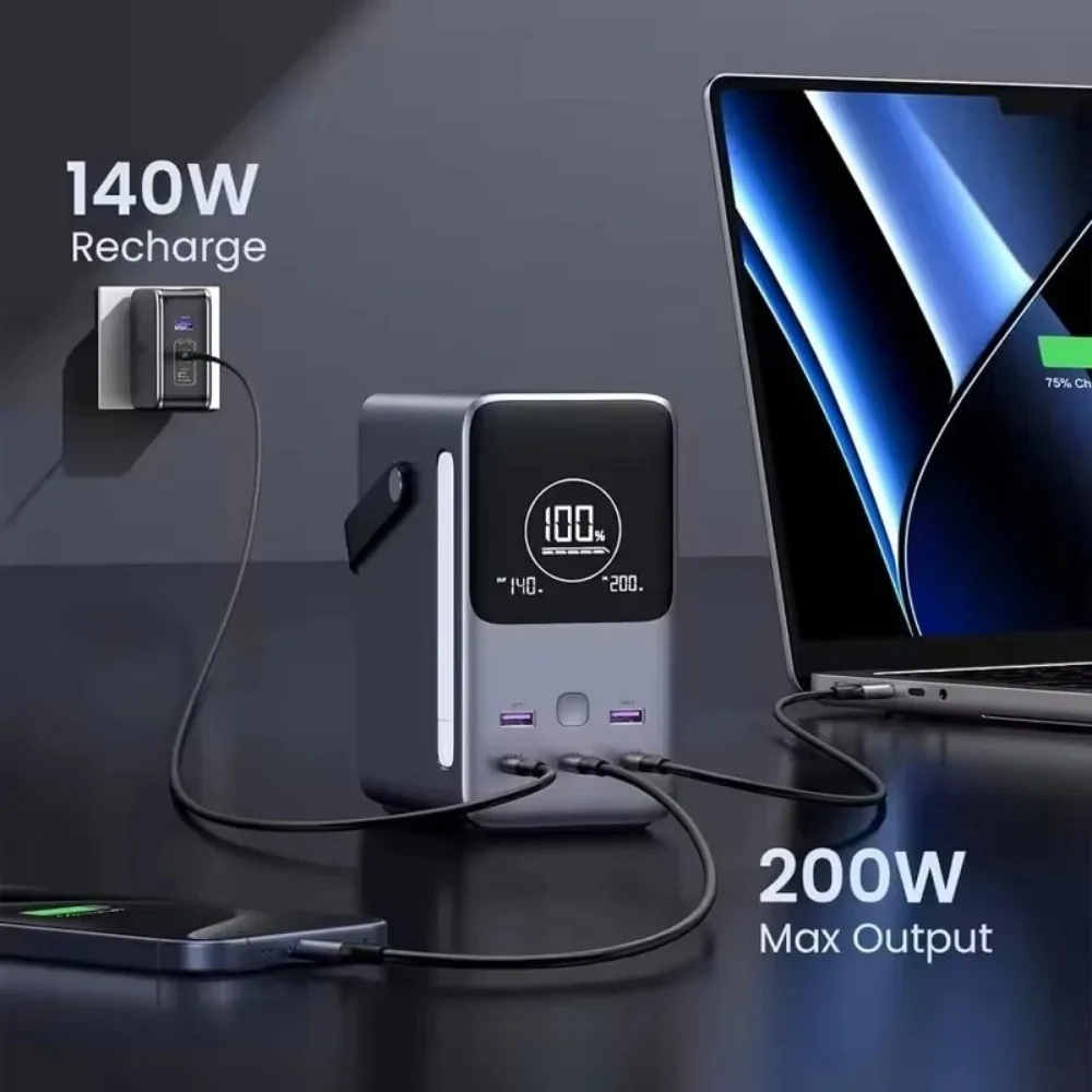 Portable LED display charging station 300W 48000mAh portable fast charging charger power bank 6-in-1