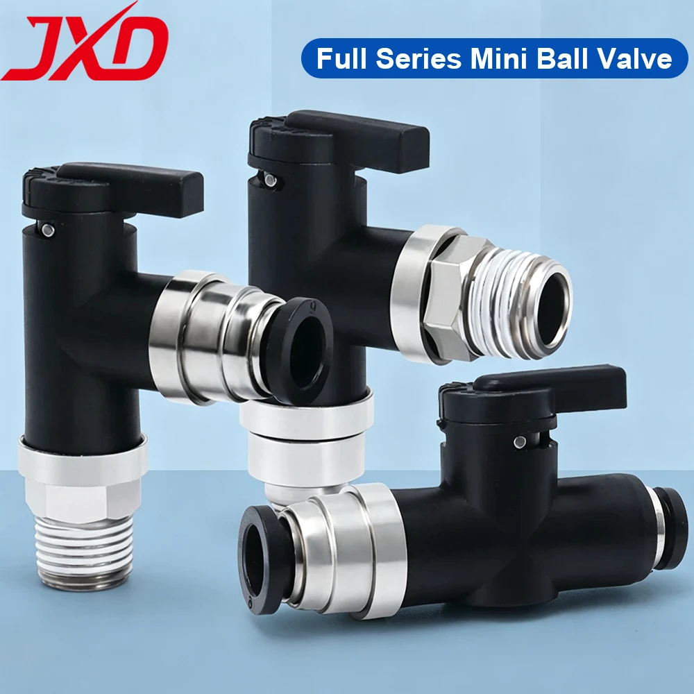 Mini Ball Valve Pneumatic Air Hose Fitting BC Male Thread BCF Female Thread Straight Micro Hand Valve Push In Shut Off Switch