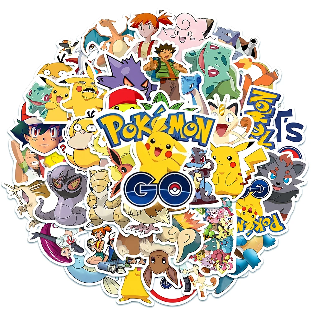 10/30/50pcs Cartoon Pokemon Stickers Kawaii Anime Graffiti Sticker DIY Phone Water Bottle Guitar Bike Cute Pikachu Gengar Decals