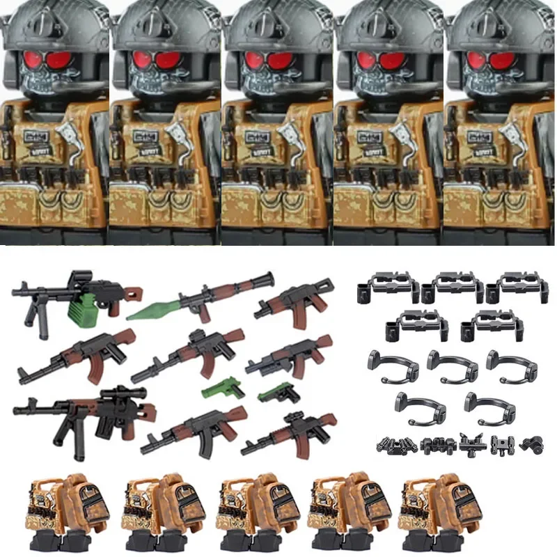 Militär Armee Figuren Bausteine SWAT Ghost Commando Special Forces Soldat Waffen Pistole Hut Schild Gürtel AK Mini Ziegel Spielzeug