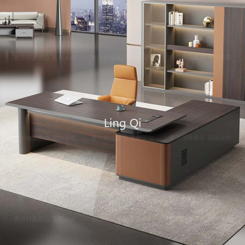 

Minimalist Modern L Shaped Office Desk Boss Reception Bedroom Art Computer Desks Shelf Storage Mesa Escritorio Office Furniture