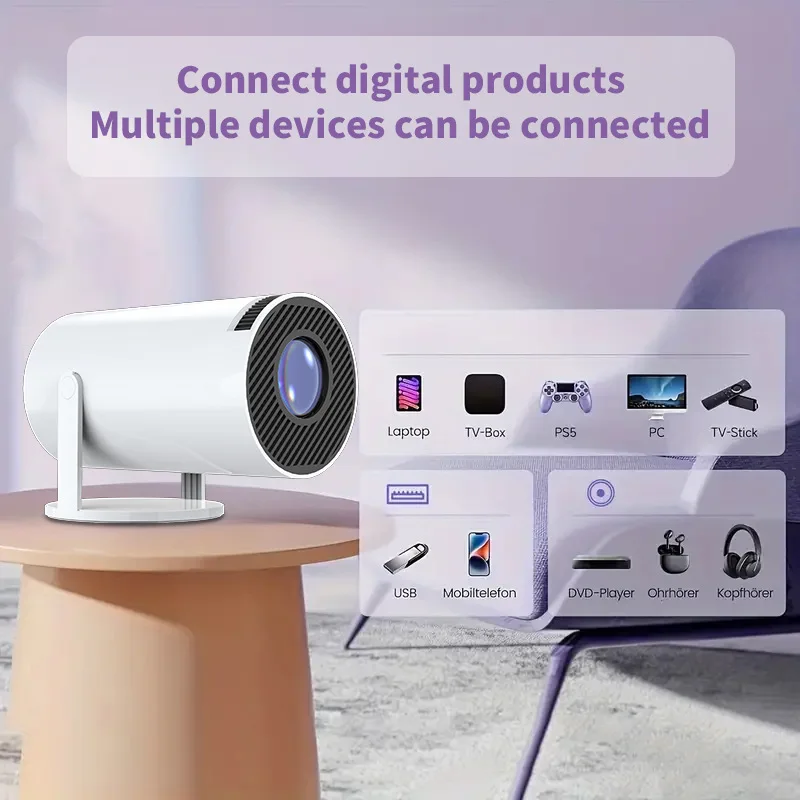 

New Cross-border HY300 Mini Projector & Y200 Barrel Projector Wired/Wireless Screen Mirroring FHD 1080P Home Theater Projectors