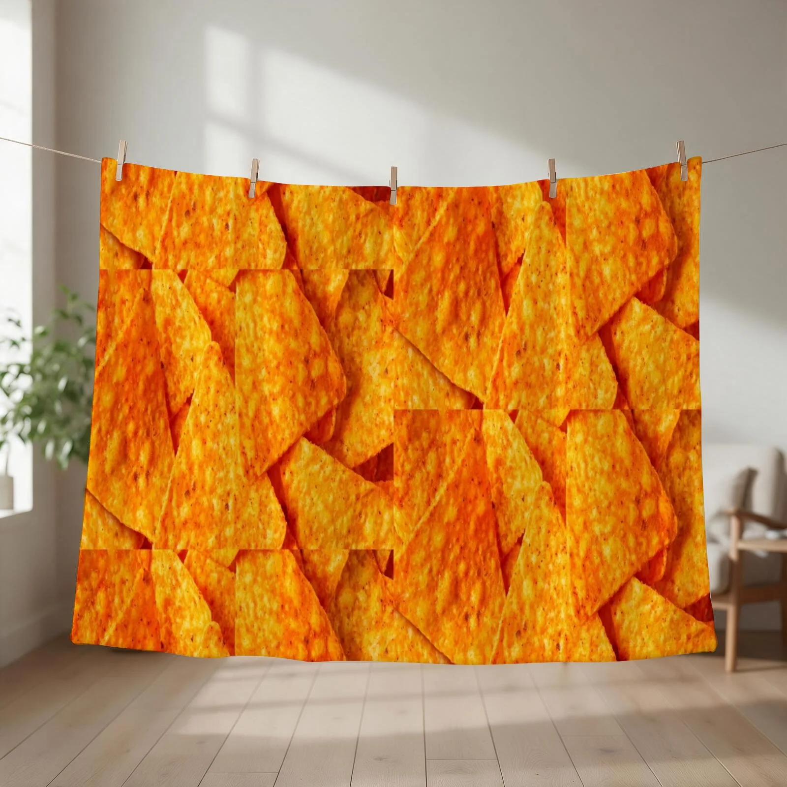 Nacho cheese chips Throw Blanket couch cozy soft plush fuzzy picnic outdoor blanket