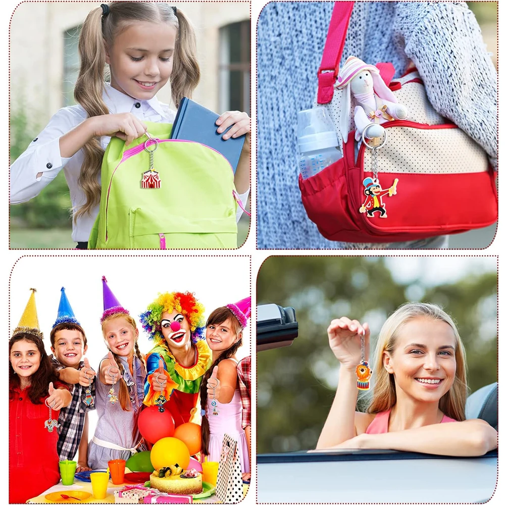 36pcs Circus Carnival Party Gifts Keychains Animal Clowns Cannon Keychains Carnival Theme Birthday Parties Showers Decorations