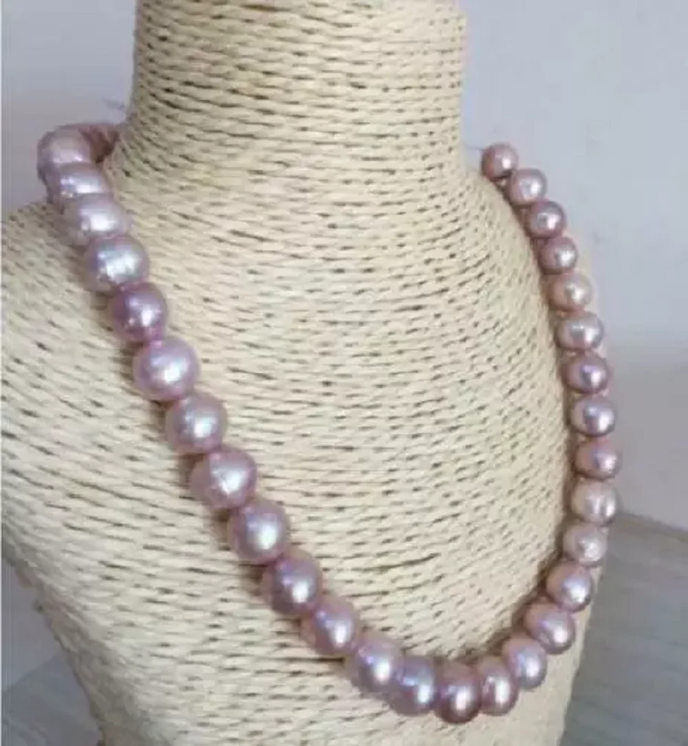 Bestselling AAA+11-12mm Natural Purple South Sea Baroque Pearl Necklace in 14k Gold 16 * 36inch