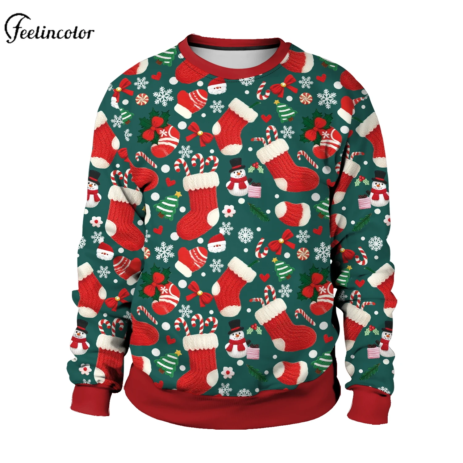 امرأة رجل سانتا ثلج القبيح عيد الميلاد بلوزات شجرة عيد الميلاد ثلاثية الأبعاد الرقمية المطبوعة البلوز زوجين Crewneck البلوز الأسرة Casua