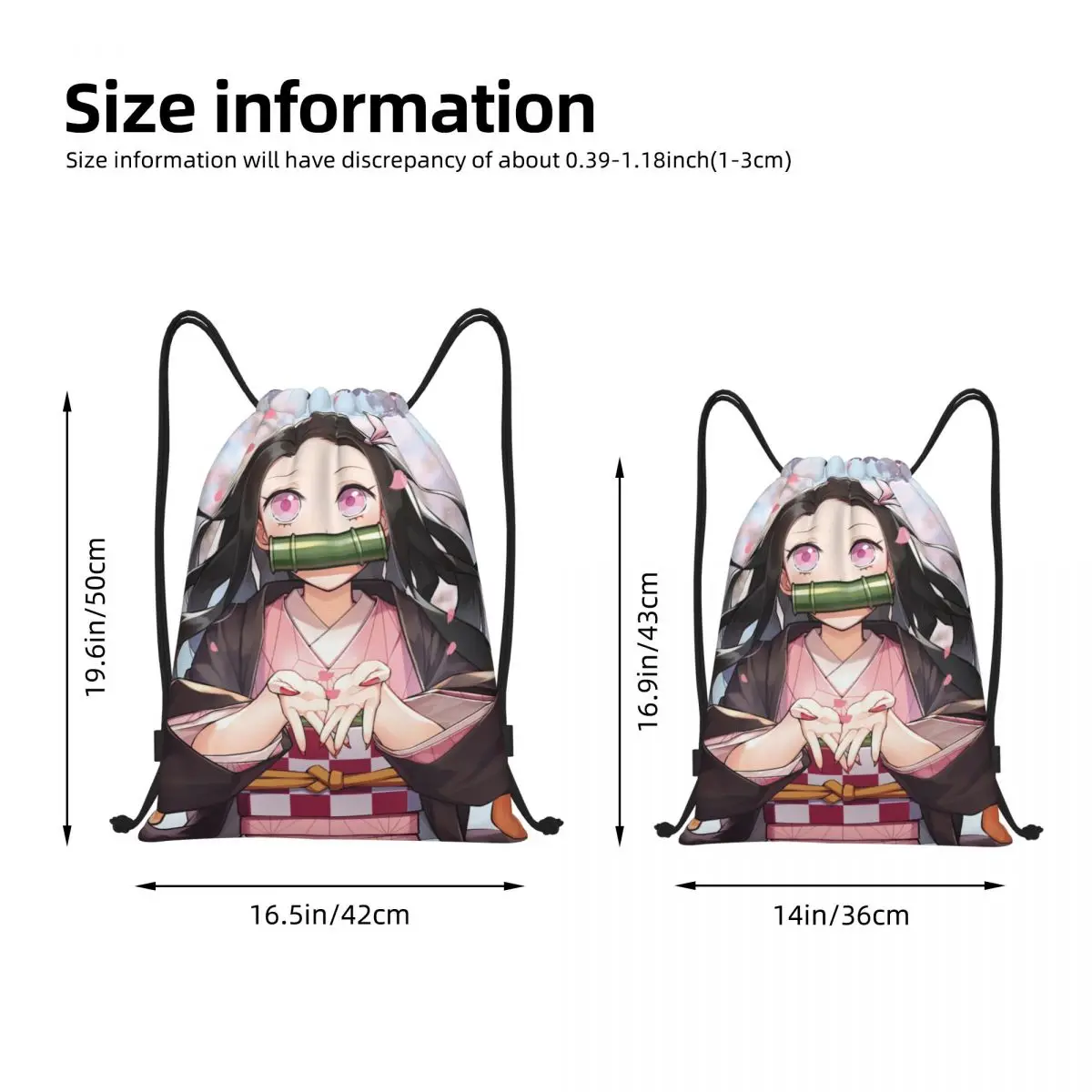 Demon Slayer Anime Drawstring Bags Soccer Backpack Gym Sackpack Kamado Nezuko Devil's Blade String Bag for Working Out