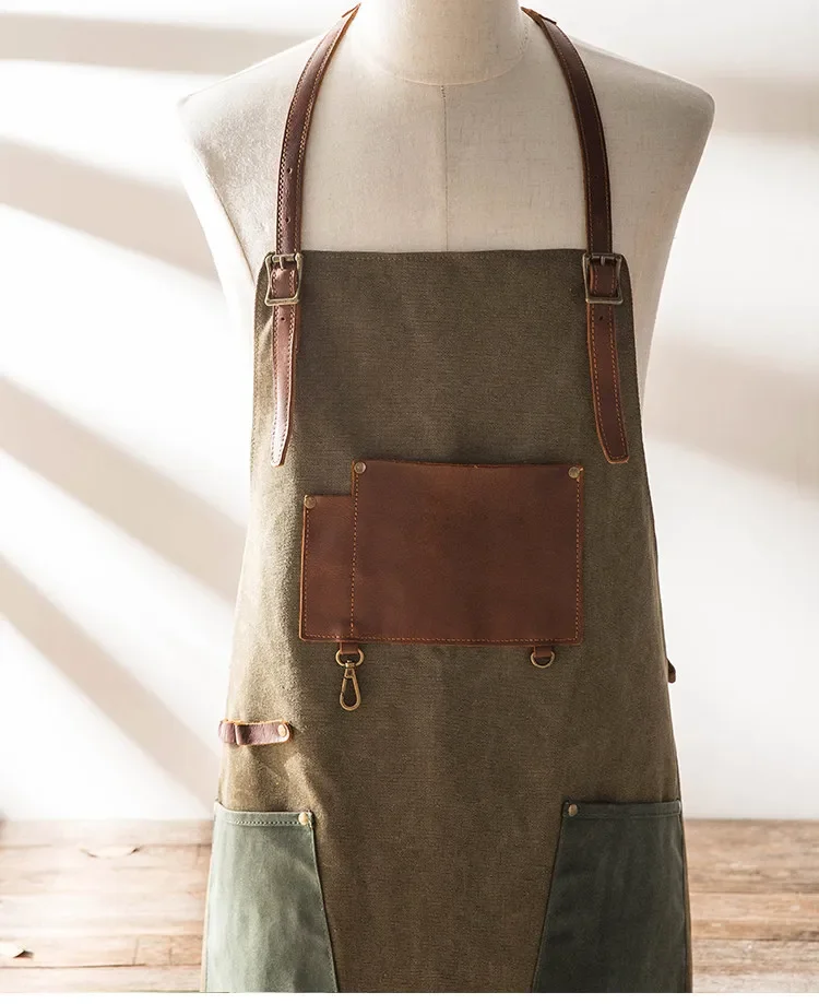 tablier-de-travail-retro-et-vintage-en-toile-delavee-avec-cuir-de-vachette-pour-studio-et-cafe