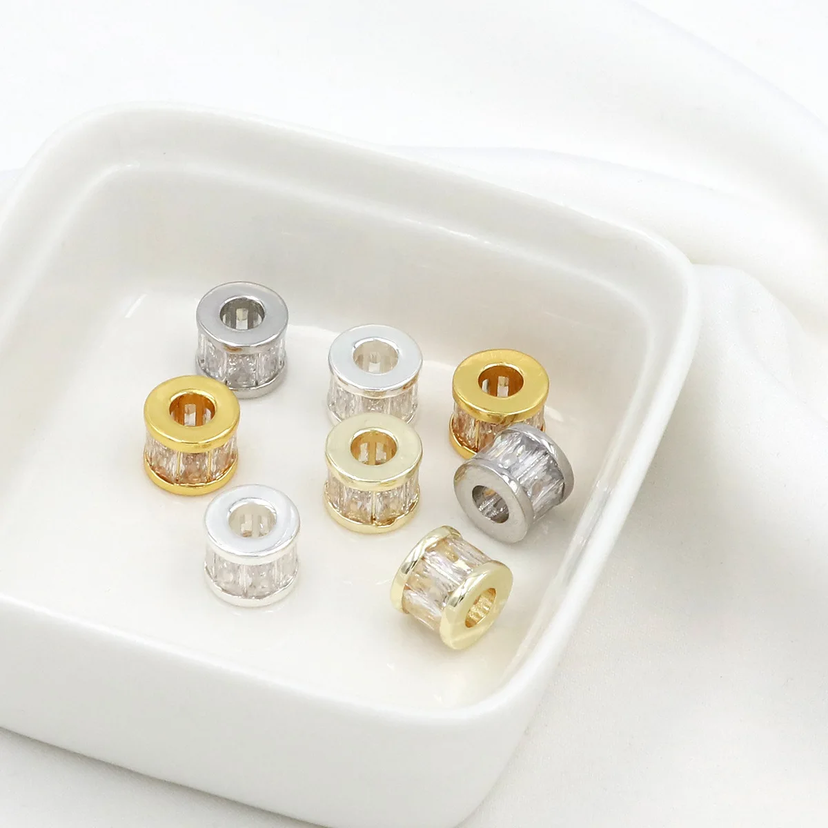 2 قطعة عجلة الزركون النحاس خزر عازل ل عقد دي اي واي سوار صنع شقة فضفاض الخرز مع ثقوب النتائج مجوهرات اليدوية