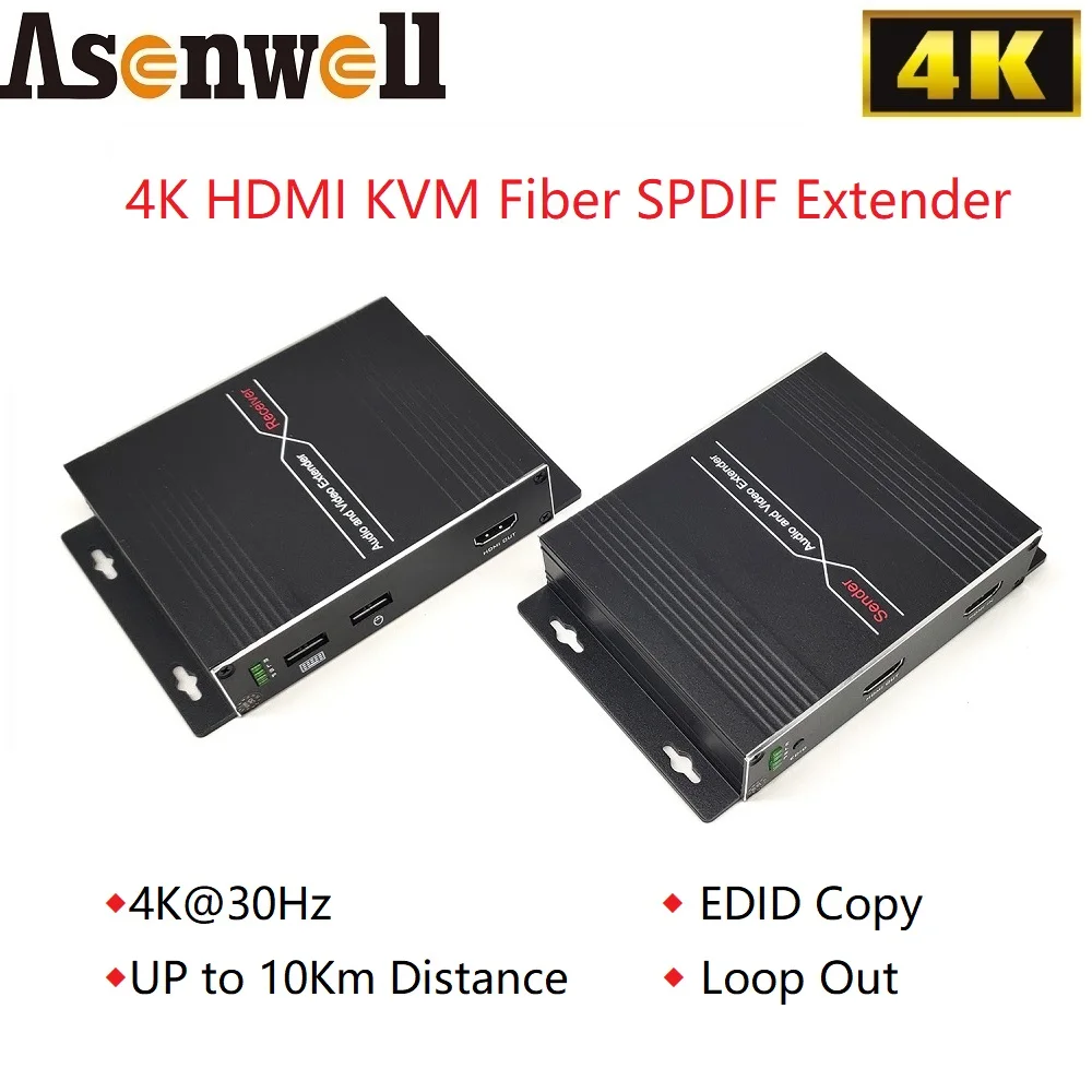 

4K HDMI KVM Fiber Optical Extender HDMI Transmitter Receiver Keyboard Mouse LC Port 2KM RS232 3D ESD HDMI Extender Loop Out