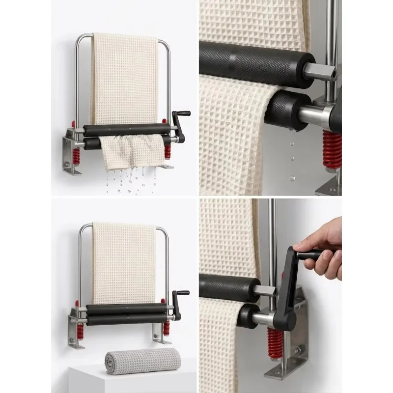 Wall-mounted manual towel wringer, heavy-duty stainless steel towel wringer, suitable for car beauty