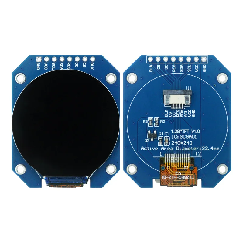 Jin Yichen 1,28 inch TFT LCD-scherm GC9A01 Klein scherm 240x240 Monitor LCD rond scherm SPI-kleurenscherm