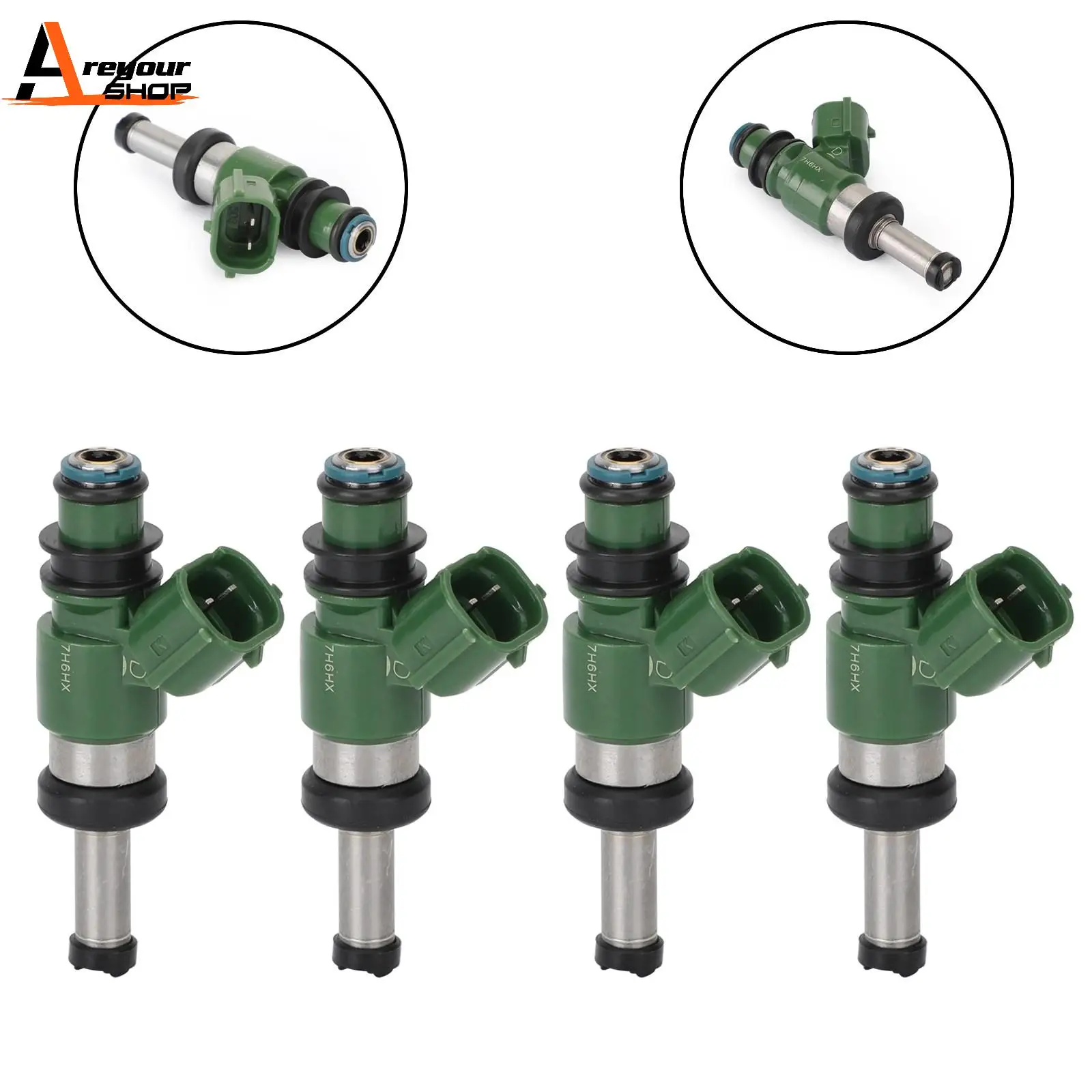 Areyourshop 4pcs Fuel Injectors For YAMAHA GRIZZLY 700 4WD YFM700FGP FI EPS 2007-2013 3B4-13761 3B4137610000 ATV Accessories