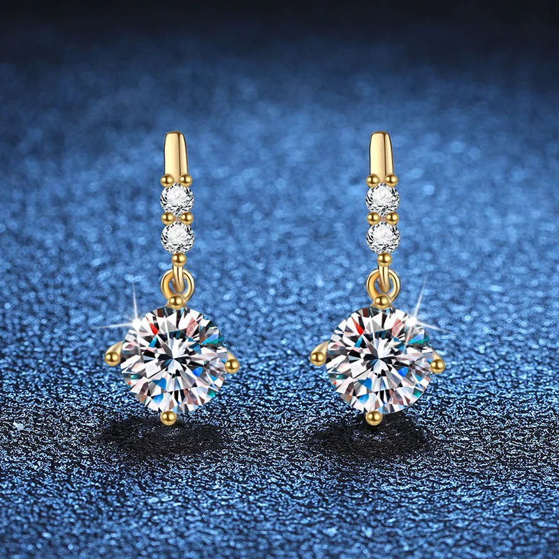 

Серьги с муассанитом 1 карат, платиновые серьги из 18-каратного золота PT950, женские серьги с кисточками, динамические и высококачественные серьги для женщин