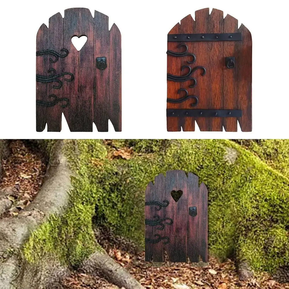 Fairy House Accessories Fairy Garden Door Durable Yard Art Outdoor Garden Ornament Vintage Wood Miniature Desk Decor Miniature