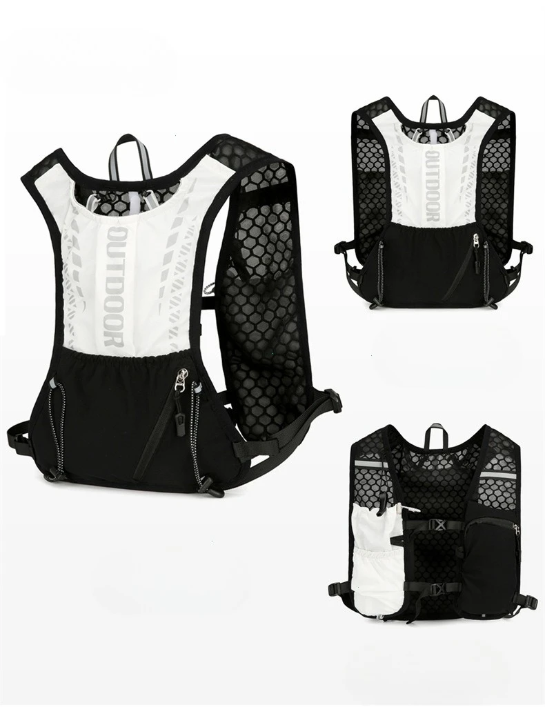 Reflective Running Hydration Vest Cycling Backpack for Outdoor Sports Climbing Hiking MTB Road Bike - Adjustable Vest Bag