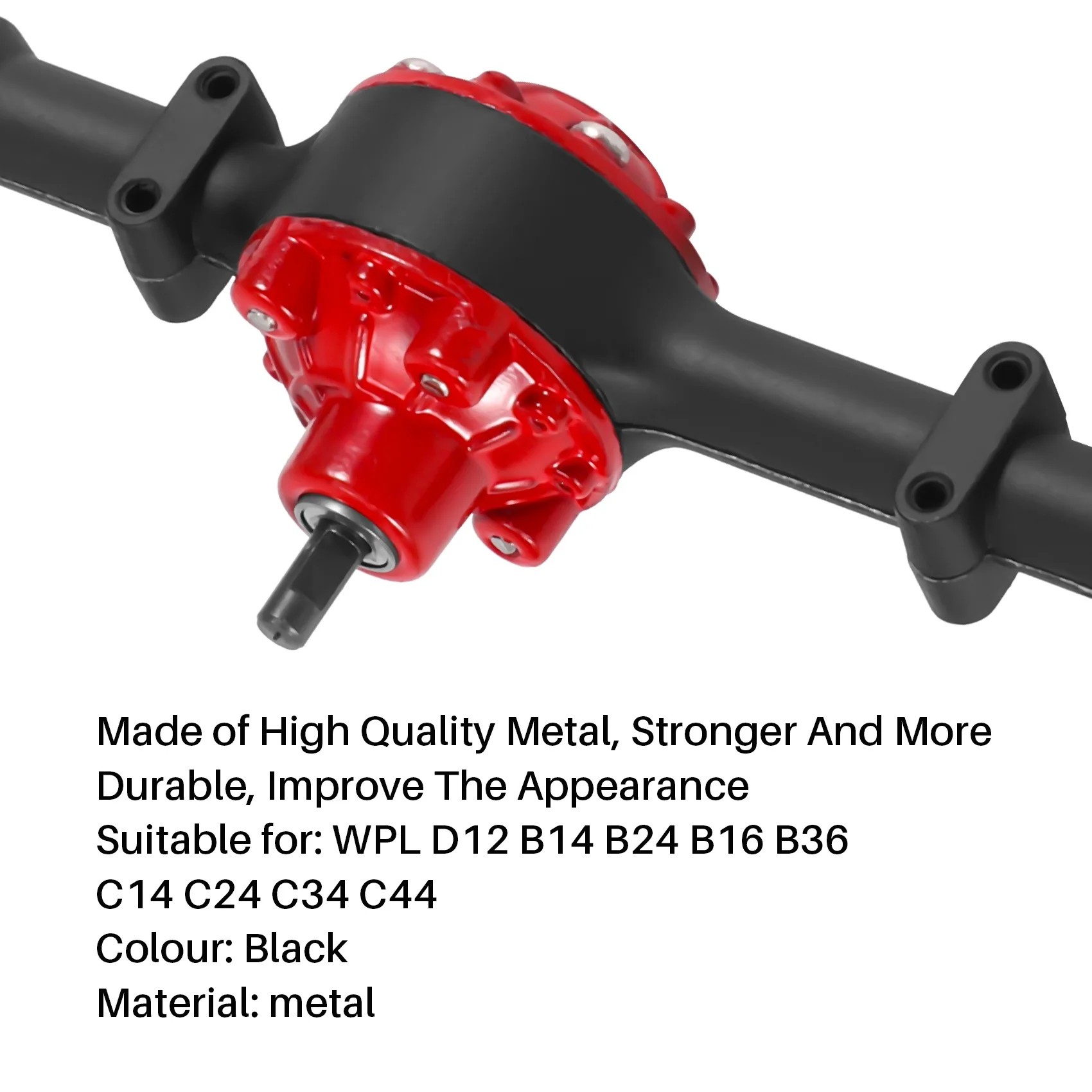 Eje de puente trasero de Metal con engranaje de acero para coche teledirigido WPL, piezas de actualización de coche teledirigido, 1 piezas, para WPL D12, B14, B24, B16, B36, C14, C24, C34, C44