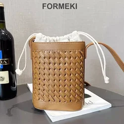 Formeki 5 colori borsa di paglia per le donne tutto Macth secchio tutto abbinato Tote Bag borsa a tracolla per le donne Retro Mini Bag