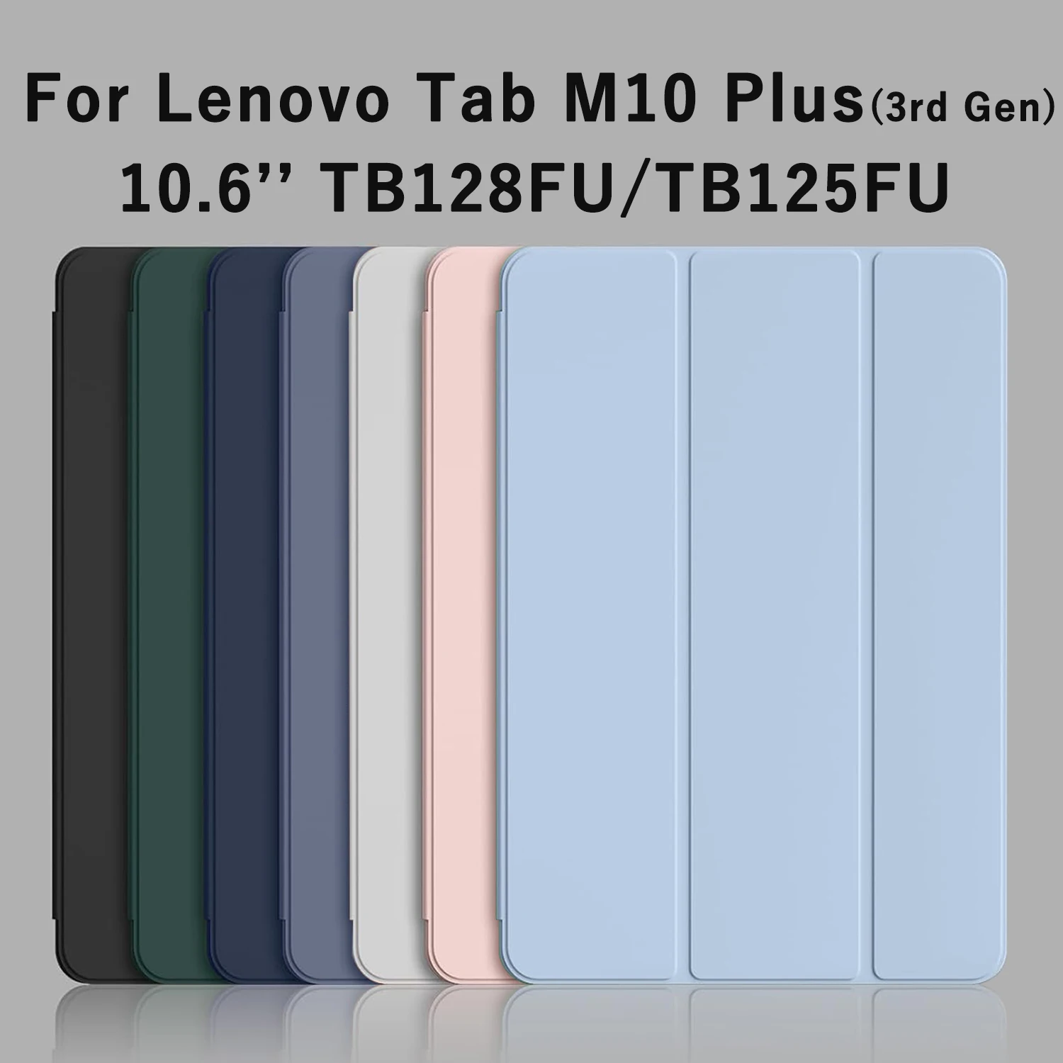 For Lenovo Tab M10 Plus (3rd Gen) 10.6'' 2022 TB-128FU TB-125FU Tri-fold Flip Case Magnetic Stand PU Leather Protective Cover