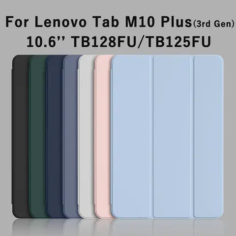 For Lenovo Tab M10 Plus (3rd Gen) 10.6'' 2022 TB-128FU TB-125FU Tri-fold Flip Case Magnetic Stand PU Leather Protective Cover