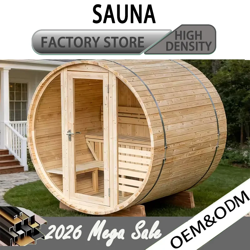 Hot Selling Outdoor Cedar Barrel Sauna Room Heavy Duty Waterproof All Weather Dry Wet Dual Use for Home Commercial Steam Sauna