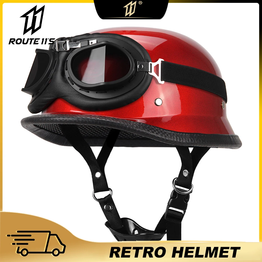 

DOT Approved Retro Motorcycle Helmet Half Helmet Vintage German Open Face Helmet Casco Moto Men Women Capacete De Moto