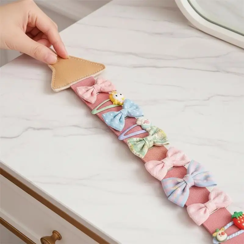 Large Capacity PU Leather Hair Clip Organizer Cute Anti-scratch Soft Edge Storage Case for Girls Hair Accessories