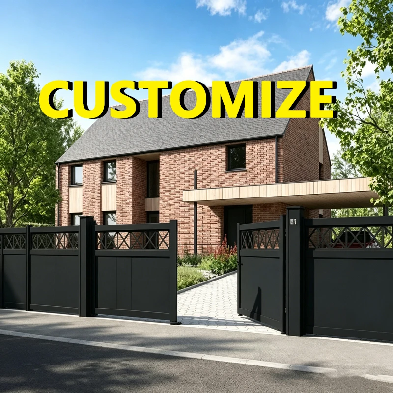 Any Size Custom Aluminum Trackless Sliding Gate Automatic Villa Driveway Security Privacy Heavy Duty Waterproof Rust