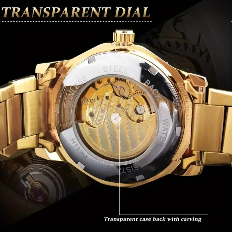 [New Luxury Tourbillon Mechanical Watch] New High-End Luxury Men's Fashion Hollow-Out Vintage Engraved Casual Automatic Tourbillon Mechanical Watch, Skeleton Design, Casual Multi-Functional Men's Watch, Eid Gift