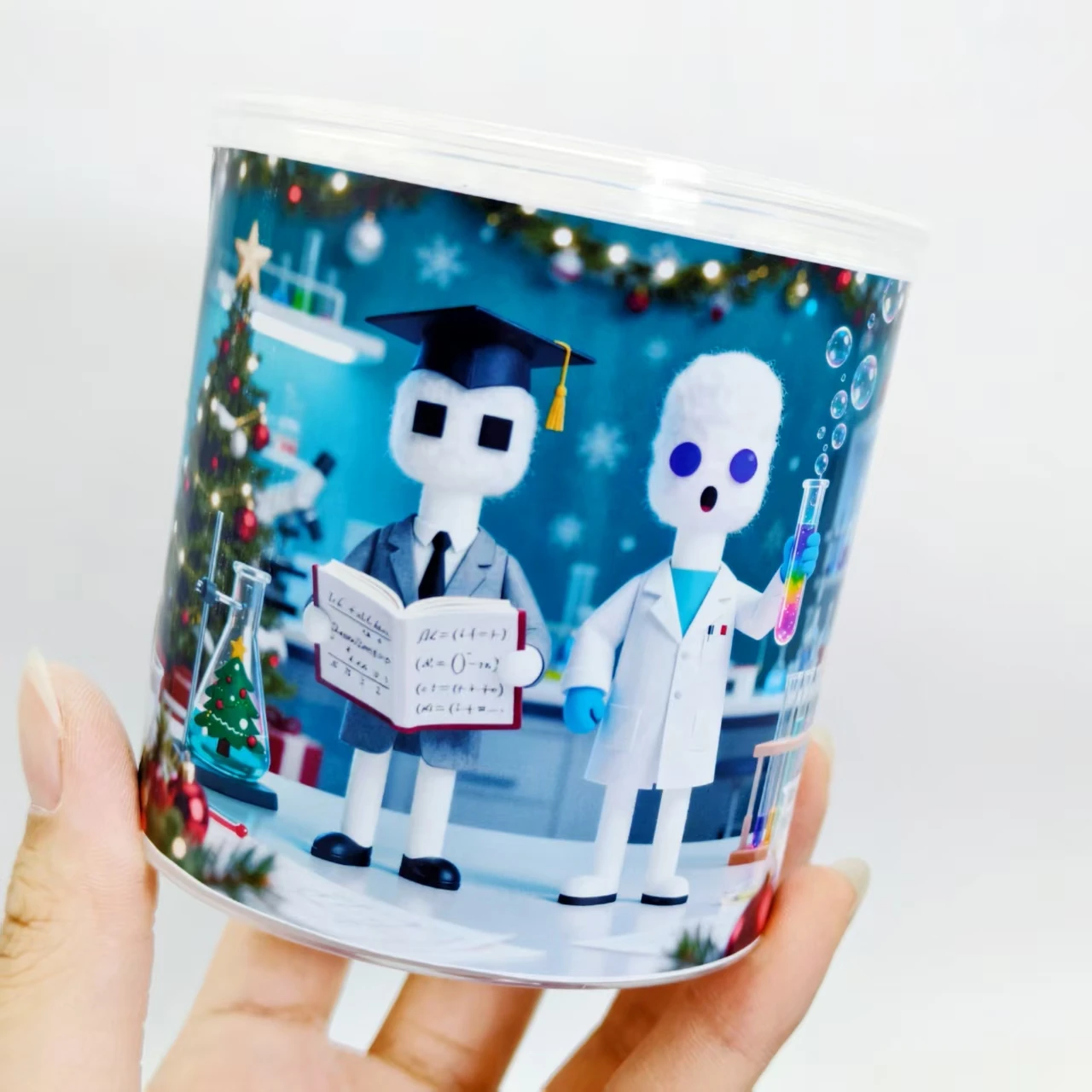 200 Pcs Christmas Lab-Style Single Pattern Cotton Swabs, White Screw-Head Holiday Gift Cotton Swabs.