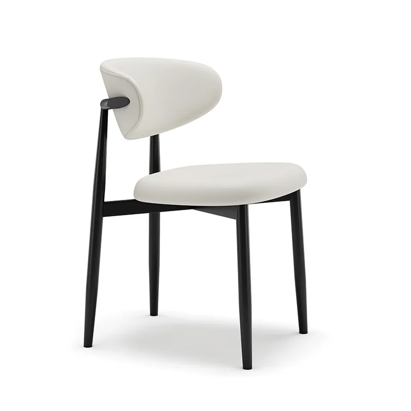 

Italian minimalist high end dining table and chairs, home cream style white dining chairs