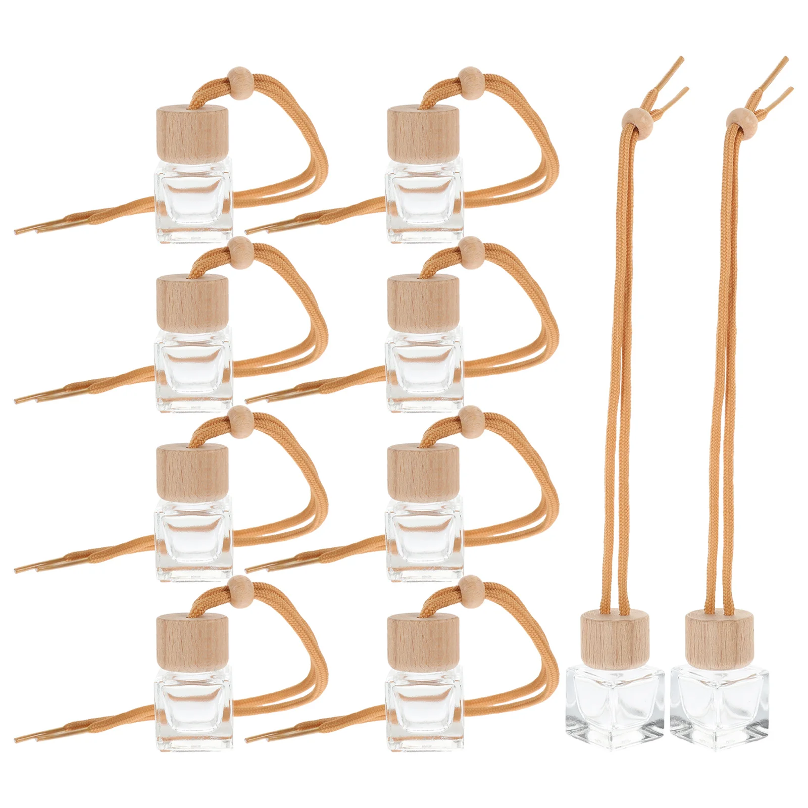 

10Pcs Car Air Freshener Perfume Bottles Hanging Diffuser Empty Glass Bottles Refillable Essential Oil Pendant Car Accessory