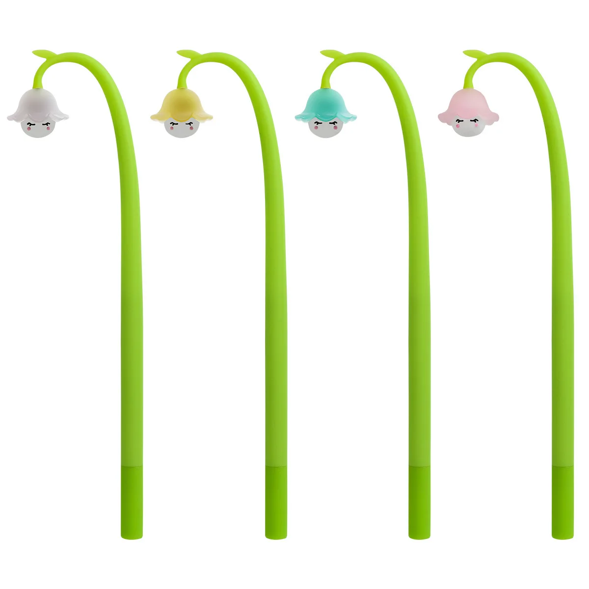 48PCS Cute Cartoon Flower Creative Silicone Black Neutral Pen Flower Pen Student Learning Stationery Spot