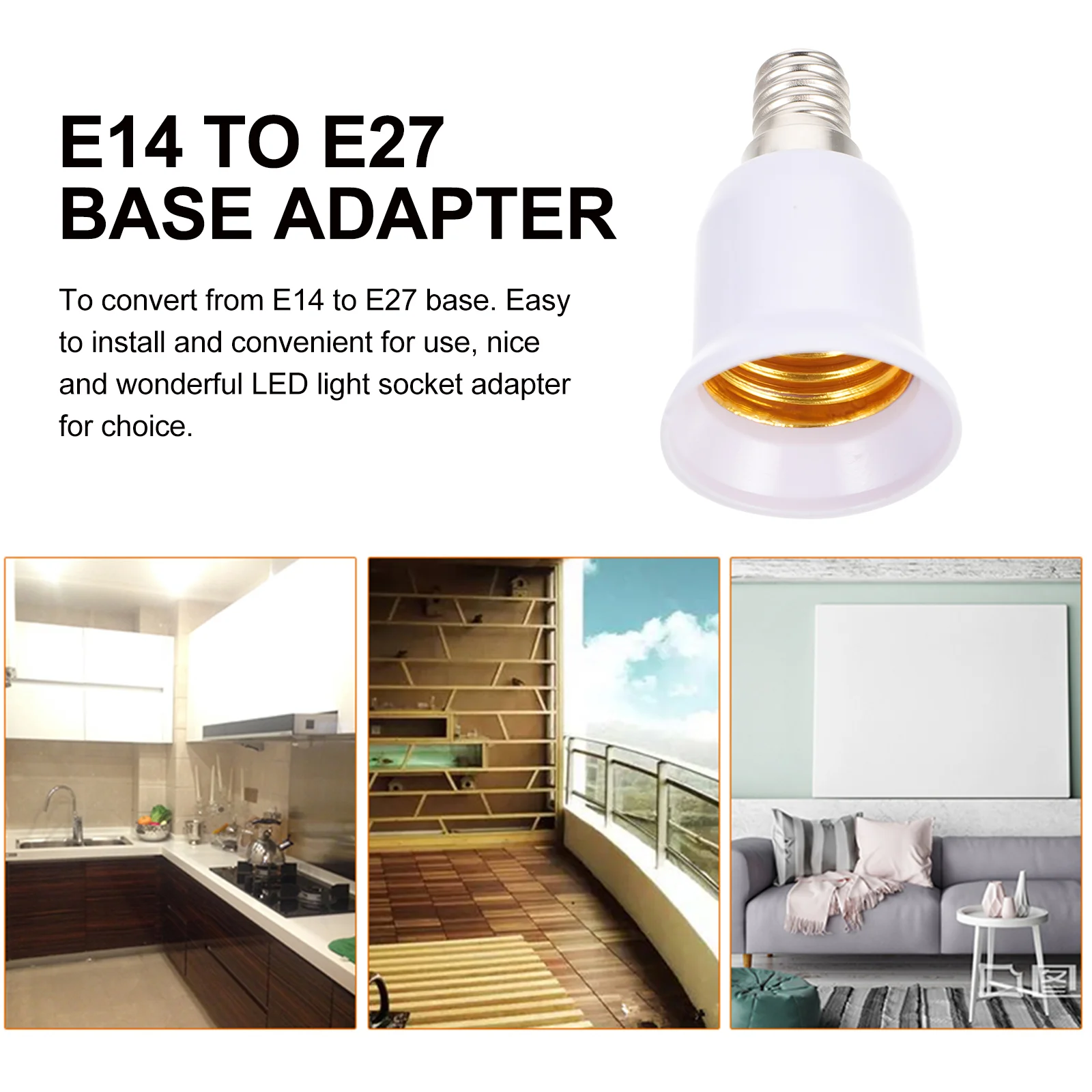 7 Pcs E14 to Lamp Socket Adapter Plastic Holder Light Base Converter Bulb Easy Install High Matching Screw