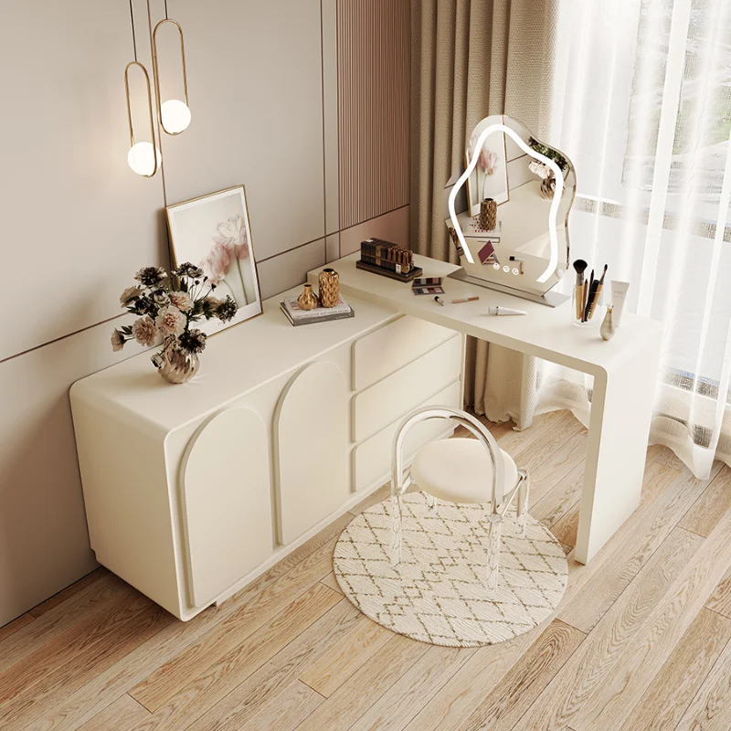 

White Girls Drawers Dressing Table Mirror Stool Design Wood Modern Makeup Table Sets Women Bedroom Mesa De Maquillaje Furniture