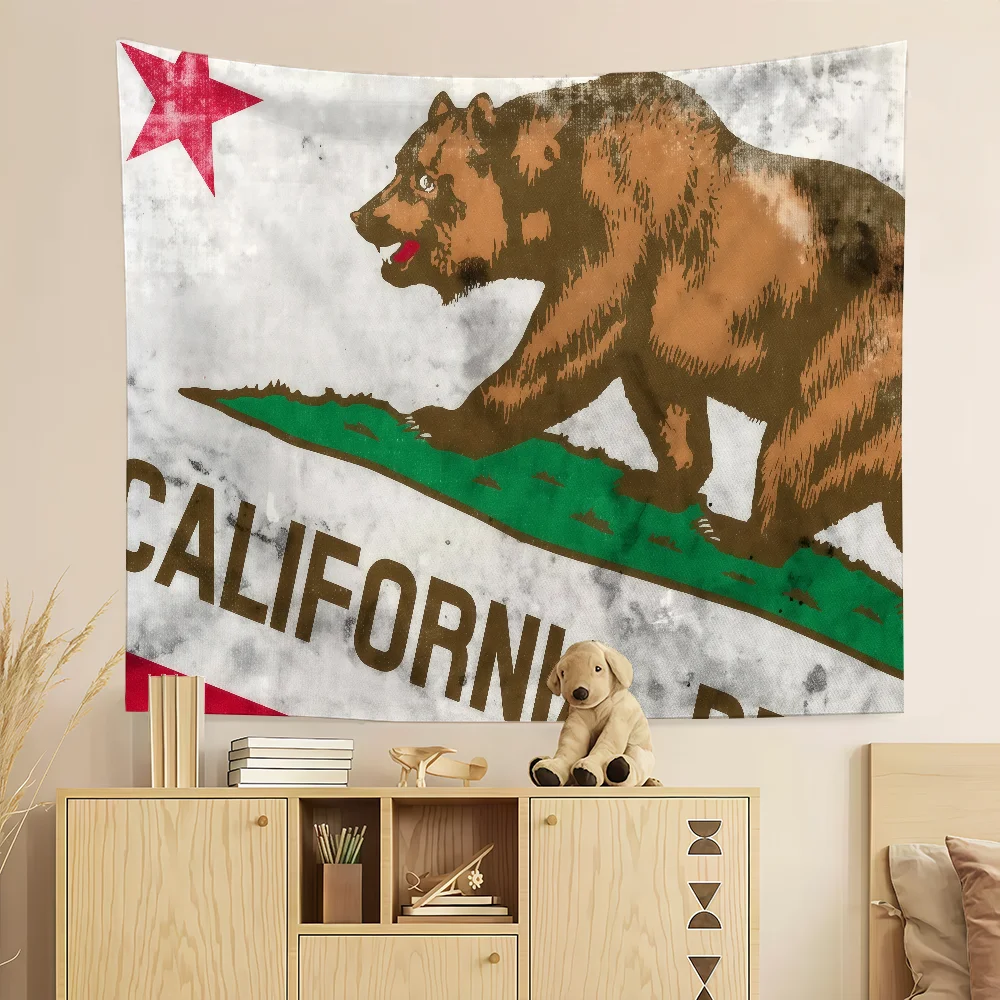 Nation California Bear Flag Room Decoration Wall Tapestry Hanging Aesthetic Bedrooms Advertising Banner