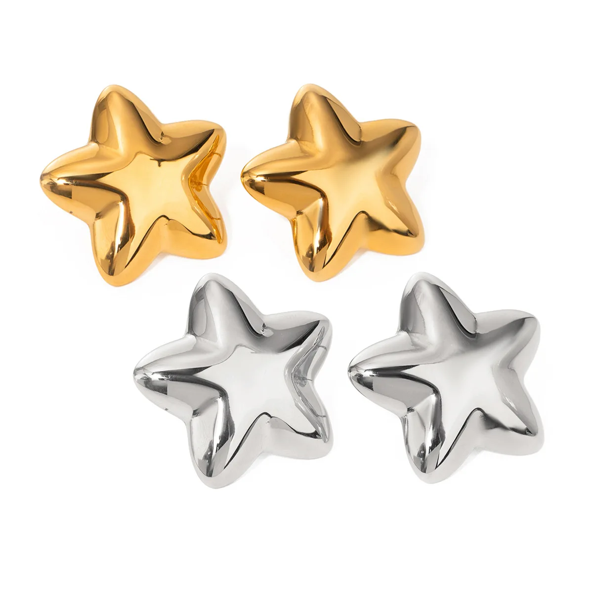 

Stainless Steel PVD 18K Gold Plated Tarnish Waterproof Star Stud Earrings For Woman Jewelry Wholesale INS