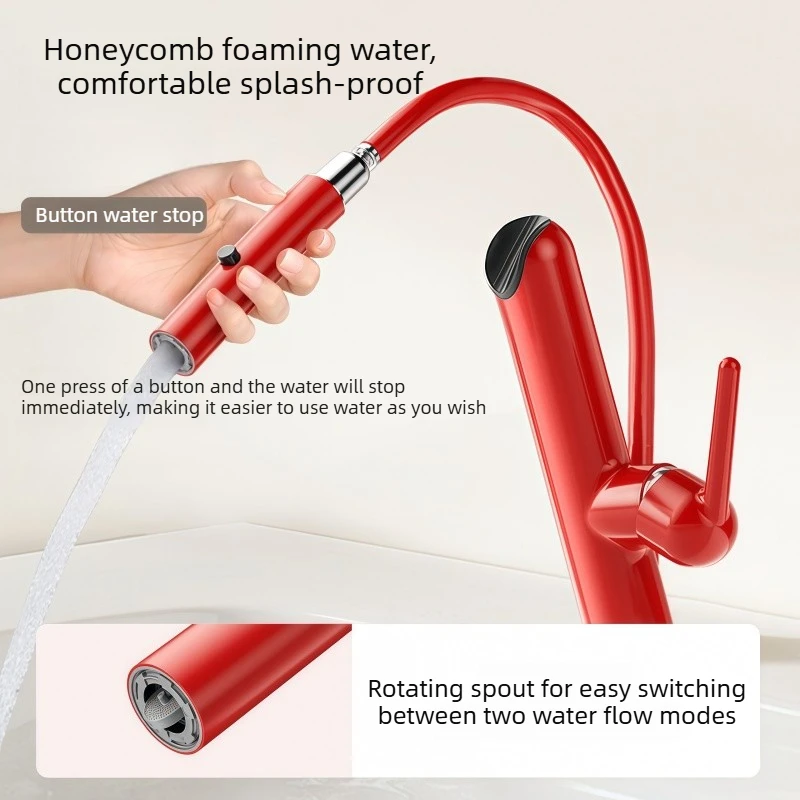 Magnetic Reset Bathroom Washbasin Faucet, Hot and Cold Universal Faucet for Bathroom Cabinet, Multi-Functional Household Use